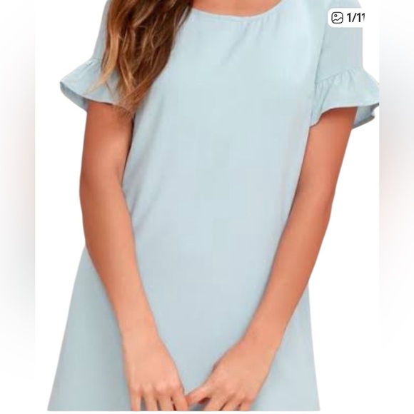 Lulus Size XS Women's Light Blue Lined Shift Dress With Ruffled Sleeves. - Picture 1 of 5